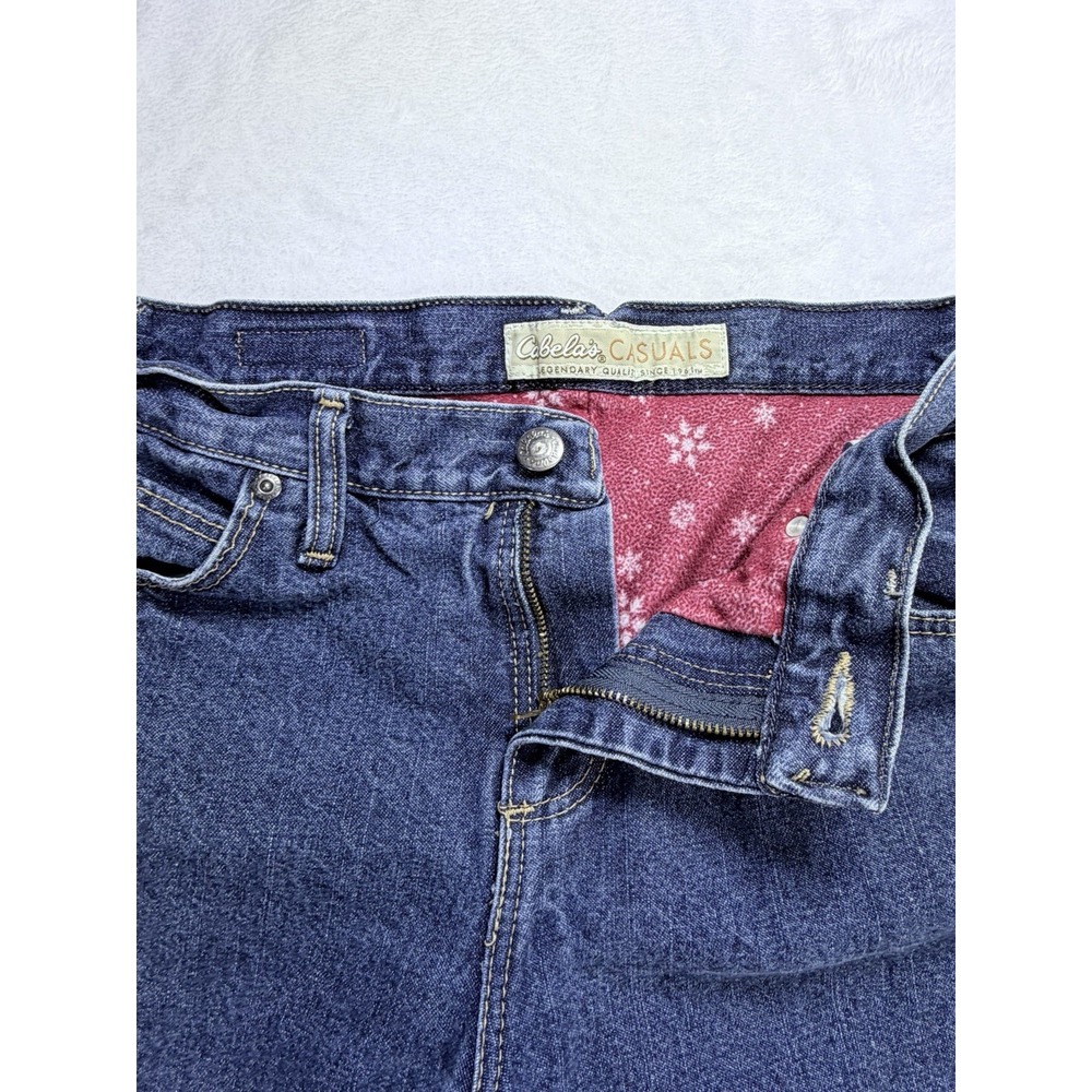 VTG Cabelas Fleece Lined Jeans Womens 4 Regular Dark Wash Straight Snowflake